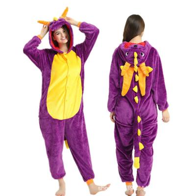 China Breathable Animal Fleece Chinese Open Fork Unisex Animal Printing Onesies Pajamas for sale