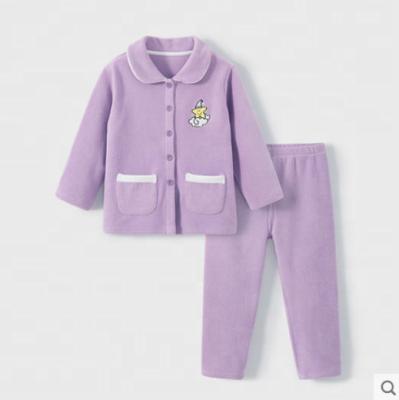 China Girls Pajamas Kids Thermal Pajamas Set Warm Winter Cardigan Fleece Fabric for sale