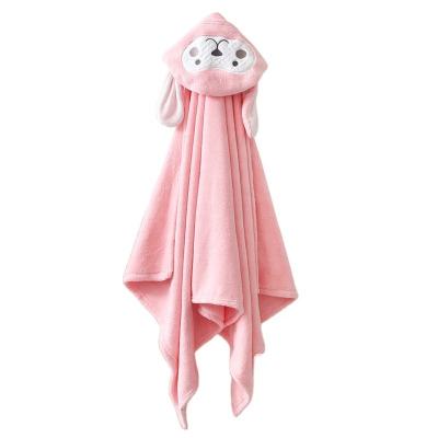 China Fleece Hoodie Kids Bathrobe Fleece Blanket Solid Color Robe Cartoon Thermal Pajamas for sale