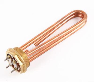 China Hotels Copper Heater Flange Industrial Brass Electric Oil Immersed Tube For Tank Tube Flanged Heating Element for sale