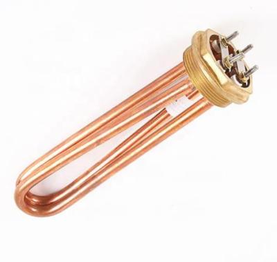 China Hotels Copper / Brass Industrial Electrical Flange Oil Water Immersion Heater Element Heating Tubes for sale