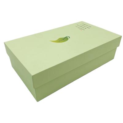 China Custom Logo Materials Logo Recycled Paper Storage Box Gift Green Color Packaging Paper Box UV Luxury Tea for sale