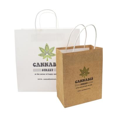 China Recycled Recyclable Materials Brown Kraft Paper Bag With Your Own Logo , Custom Shopping Paper Bag For Food With Handle for sale