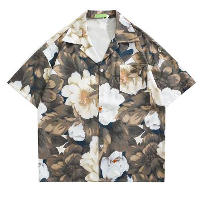 China Summer Camellia Short Sleeve Men's Retro Camellia Shirt Men's Casual Anti-pilling Beach Shirt For Men's Classy Shirts Men for sale