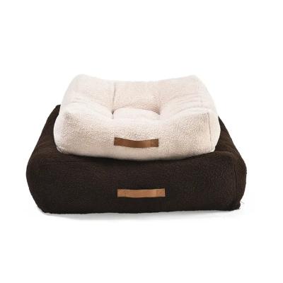 China Petstar Hot Sale Custom Stocked Size Rectangle Dog Cushion Comfortable Luxury Pet Bed With Removable Cover for sale