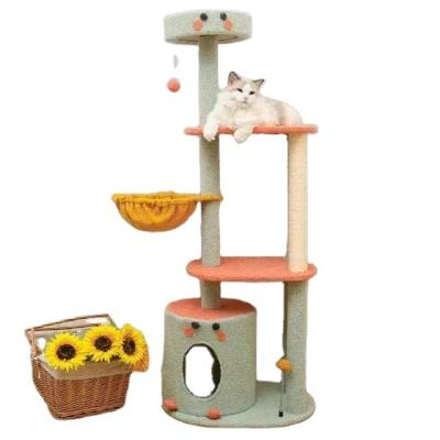 China Popular Cat Tree Design Cute Cat Scratcher Stocked Climbing Tree for sale