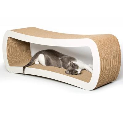 China High Quality Corrugated Cardboard Stocked Kitty Toys Customized Acceptable Double Sided Printing Modern Cat Scratcher for sale