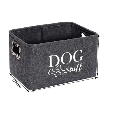 China Washable And Collapsible Dog Storage Box Popular Gray Collapsible Pet Toy Felt Storage Box for sale