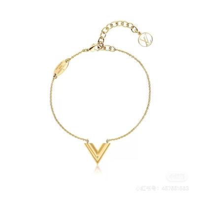 China B006 CLASSIC L brand bracelet size 16CM length extension chain 5CM material copper band printing gold color plated protection for sale