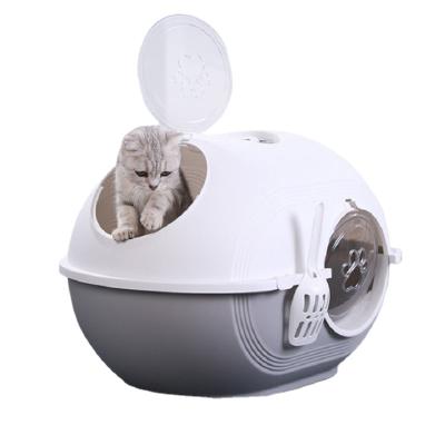 China New Viable Plastic Egg Shaped Anti-sand Cat Litter Box Single Open Closed Shooter Cat Litter Box With Scoop for sale