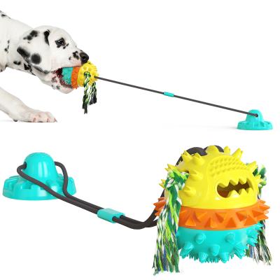 China Viable Interactive Dog Bite Chew Ball On The Rope Dog Toy With Suction Cup Dog Toy for sale