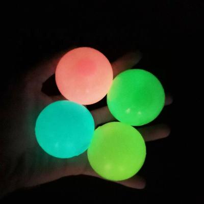 China Sports Toy Luminescent Stress Relief Ball Colorful Sticky Ball Wall Glow in the Dark Stress Ball for Kids and Adult for sale