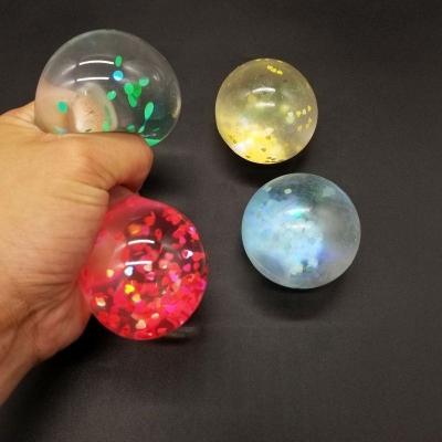 China High Quality TPR+Water Anti-stress Toy Soft Squeeze Splat Transparent Glitter Water Balls for sale