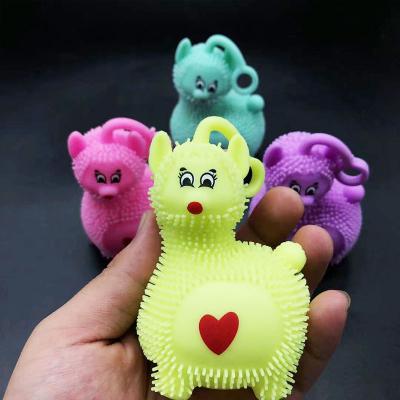 China Popular Halloween Inflatable Tpr Led Squeeze Flashing Toys Animal Sheep Shape Squishy Soft Squishy Balls With YOYO For Stress Relief for sale