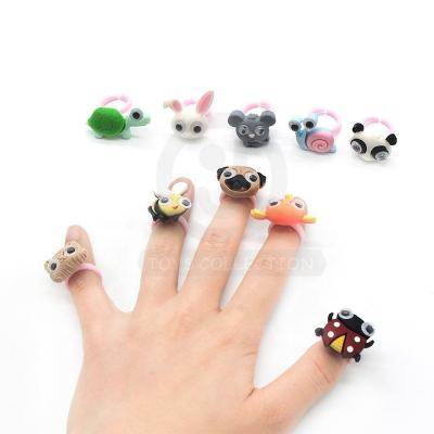 China Cartoon Toy Wiggle Eyes Ring Toy Assorted Bunny Panda Dog Finger Ring For Animal Girls for sale