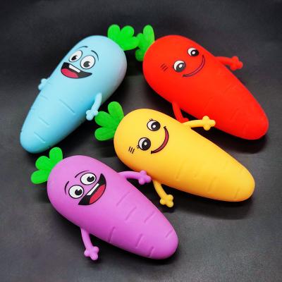 China New Carrot Design Relaxation Duct Toy Crazy TPR Squishy Smile Squishy Smile Happy Toy for sale