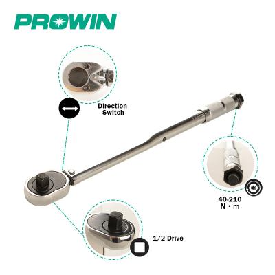 China All-in-One Square PROWIN Free Sample Fixed Classic Design 1/2Inch Drive 40-210N-m Torque Wrench for sale