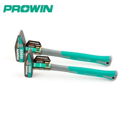 China Machinist Hammer PROWIN Free Sample Shock Proof 600g 1000g Fiberglass Handle Carbon Steel Machinist Hammer for sale