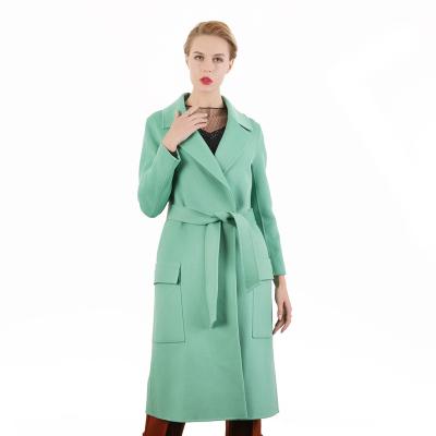 China Anti-wrinkle Inner Mongolia cashmere woven fabric double sided women cashmere trench coat for sale