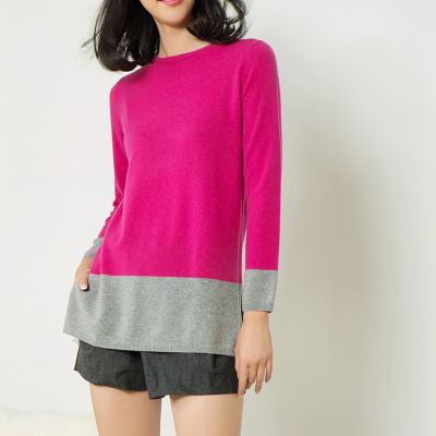 China 2021 New Autumn Winter Ladies Jumper Colorblock Women's Pure Cashmere Sweater Anti-wrinkle for sale