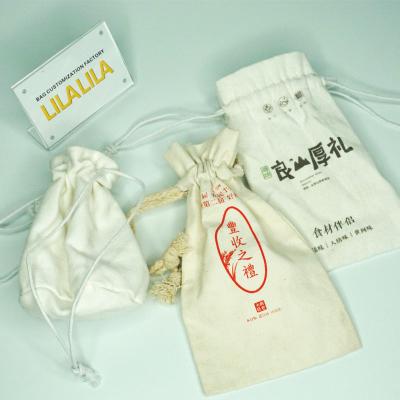 China 100% Eco-Friendly Wholesale Cotton Muslin Eco Good Quality Gift Wrapping Canvas Pouches Customized Organic Cotton Drawstring Bag for sale