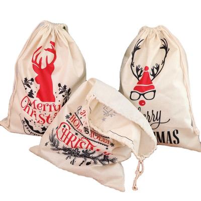 China 100% Best Selling Eco-Friendly Santa Sacks Gift Bags For Kids Christmas Burlap Cardboard Bag Drawstring For Xmas Party for sale