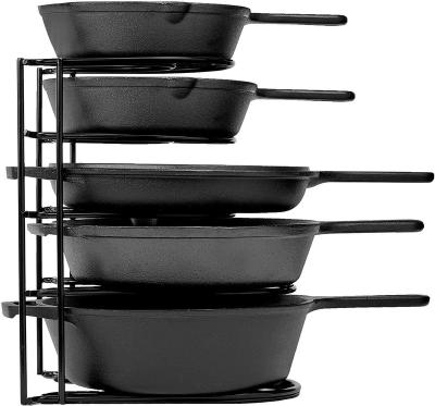 China Durable Heavy Duty Pan Organizer 5 Tier Kitchen Cookware Storage Organizer Space Saving Kitchen Storage No Assembly Required for sale