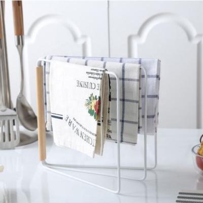 China 3AM Viable Home Kitchen Countertop Hand Towel Dish Cloth Drying Storage Rack White Folding Stand Rack for sale