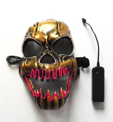 China Horrific Open Noose Mask Festival Decor LED Head Band Breathable Mask Halloween Mouth Fire EL Skull Masquerade Dance Parties for sale