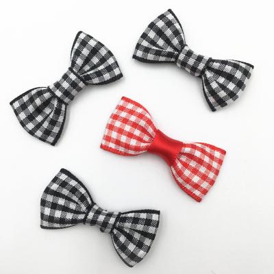 China Custom High Tenacity Grid Ribbon Bow Black White Plaid Buffulo Mini Ribbon Bows for sale