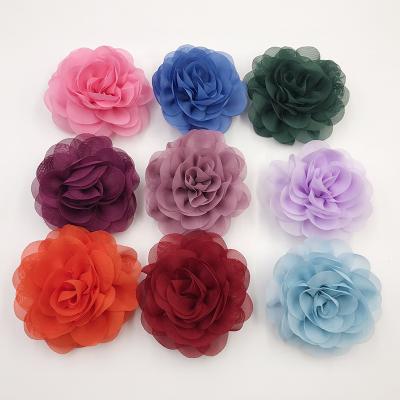 China Artificial Decorative Handmade Dress 8cm Chiffon Fabric Flower For Dresses Clothing for sale