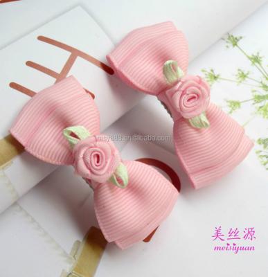 China Wholesale Holographic Cute Novelty Kids Cloth Ribbon Bow Hair Clips For Babies Accessories for sale