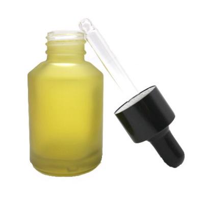 China 30ml Olive Green Frosted Cosmetic Glass Dropper Essential Oil Bottle With Cap for sale