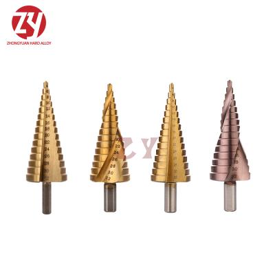 China Spirial Groove Step Drill Bit HSS4241 / M42 HSS6542 / M2 M35 Steel Straight Metal Drilling for sale