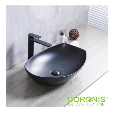 China Easy Clean Facial Wash Basin Black Matte Design Wash Basin Granite Sink For Bathroom for sale