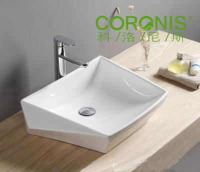 China Durable White Color Above Table Hexagon Vanity Basin Sink Wash Ceramic Hand Basin for sale