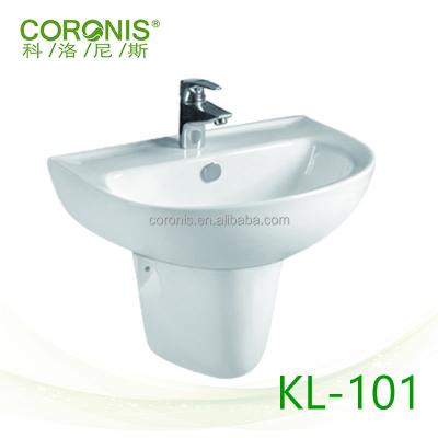 China High Tempreture Ceramic Basin High Quality Ceramic Sanitary Ware Sink Half Pedestal Wall Hung Wash Basin for sale