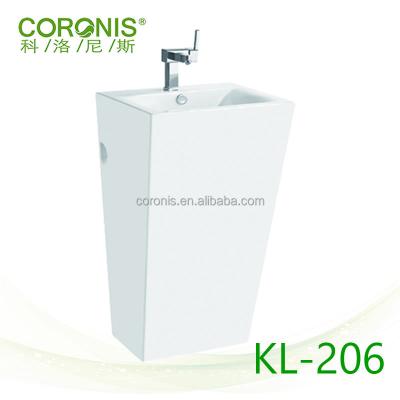 China Bathroom Easy Clean Design Coronis Pedestal Wash Basin Ceramic Hand Sink With Pedestal for sale