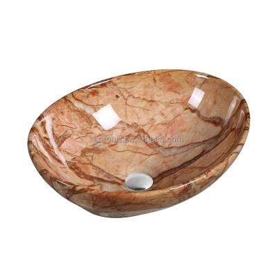 China Easy Clean Cheap Price Decorative Stone Wash Basin Wash Down Ceramic Marble Basin for sale