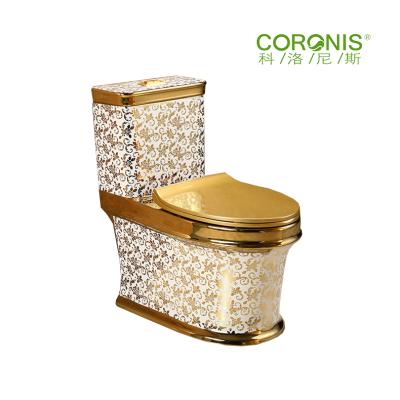 China Double-Flow Hanging Wall Gold Color Ceramic Molds Bathroom Sets Toilet For Bathroom for sale