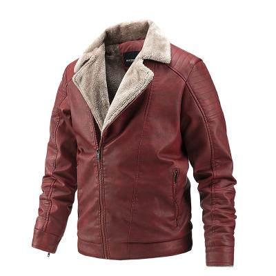 China Wholesale Breathable Cheap Fur Embedded Autumn Winter Leather Jacket Men Heated Biker Warm Bomber Motorcycle Casual Pu Leather Jacket for sale