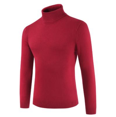 China New Anti-wrinkle Men's Casual Solid Color Pullover Sweaters Turtle Neck Knitted Sweater for sale