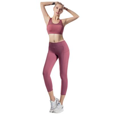 China Breathable Yoga Shockproof Bare Pants Sense Bra Sense High Waist Lift Hip Training Yoga Suit Female for sale