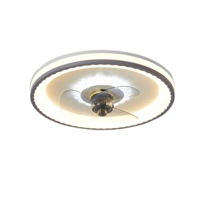 China Wholesale Simplicity Round Shape Bedroom Blade Living Room Hidden Ceiling Light With Fan And Remote for sale