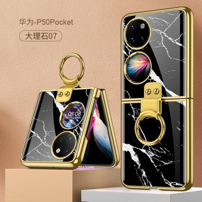 China 360 Shockproof Full Protect Luxury Marble Electroplating Paint Phone Case Cover Bag For Samsung Galaxy Z Flip3, Huawei P50 Pocket for sale