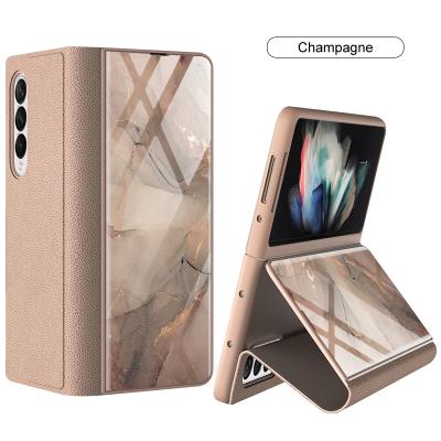 China GKK Shockproof PU Leather Back Shell Mobile Phone Bags Protective Case For Samsung Galaxy Z Fold3 W22 for sale