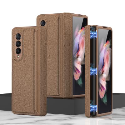 China GKK New Design Shockproof PU Magnet Leather Case For Samsung Galaxy Z fold3 Back Cover Inclusive W22 Case for sale