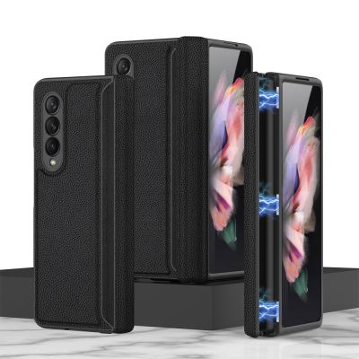 China New GKK Case PU Magnet Shockproof Leather Case For Samsung Galaxy Z Fold 3 Mobile Phone Case Back Cover for sale