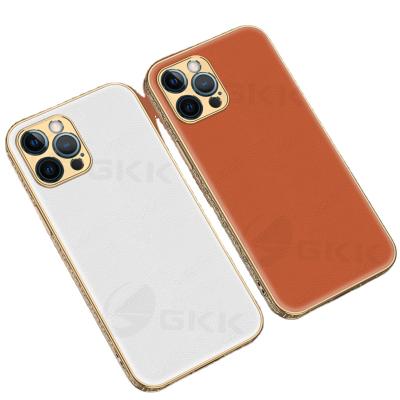 China New 2021 GKK Anti-drop Phone Case For Iphone12,Electroplating Leather Back Cover For iphone12,ip12pro,ip12pro max for sale