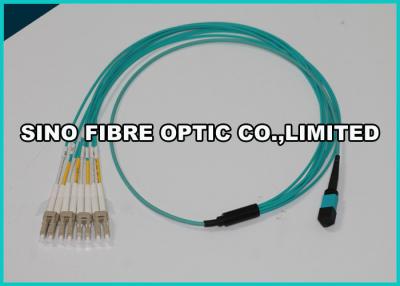 Chine Aqua MPO de harnais au câble de LC, câble optique de fibre d'OM3 LSZH à plusieurs modes de fonctionnement à vendre